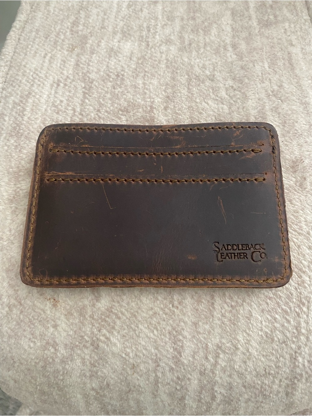 Saddleback Leather Co. Men’s Brown Logo Accent Credit Card Wallet Card Holder
